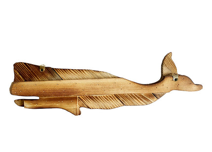 GAPLUM Nautical Wood Hanging Whale Wall Decor, Rustic Whale Wall Hanging Ornament Beach Nautical Coastal Decor for Home, Sea Shore Ocean Beach Lake House Decoration, Wooden Whale Wall Sculpture 16''L