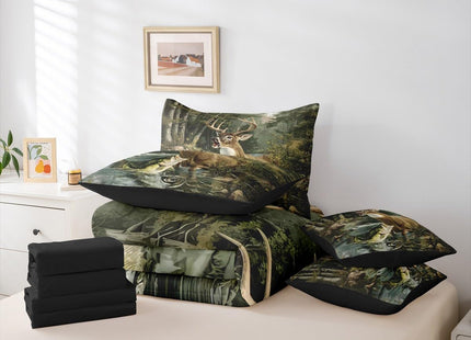 Erosebridal Deer Fish Comforter Set with Sheets (7 Pieces,Twin Size)