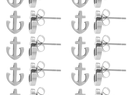 Small Stainless Steel Anchor Stud Earrings 1-10 Pack 3/8 inch