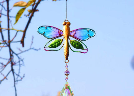 WEISIPU Crystal Suncatchers for Windows - Dragonfly Crystal Ball Prisms Hanging Crystals Ornament for Home Garden Office Wedding Christmas Decoration-Dragonfly
