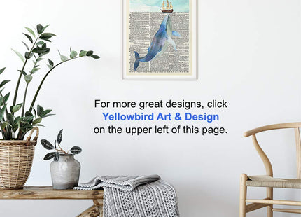 Nautical Whale Dictionary Wall Art - 8x10 Photo, Picture - Ocean, Sea, Beach Home Decor, Shabby Chic Decoration - Unique Gift - Cool Bath, Bathroom Art - Unframed Poster Print
