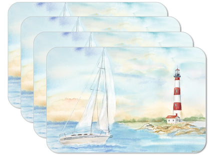 CounterArt Lighthouse Scene Reversible Easy Care Placemat 4 Pack