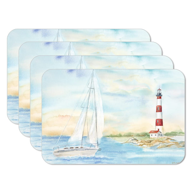 CounterArt Lighthouse Scene Reversible Easy Care Placemat 4 Pack