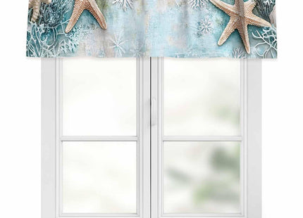 EwdeWwo Nautical Coastal Valance for Windows, Beach Sea Starfish Ocean Theme Rod Pocket Curtain Valances for Living Room Bathroom Underwater World Window Treatment Valances 54" W x 18" L, 1 Panel