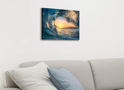 Hardy Gallery Ocean Wave Canvas Wall Art Coastal Decor 16x11 Inch