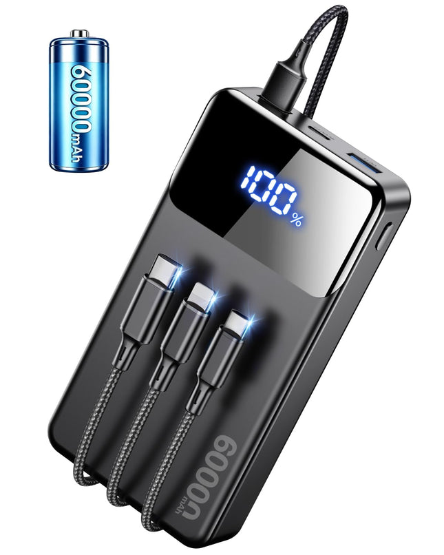 LILIO 60000mAh Portable Charger, 22.5W Fast Charging with 3 in 1 Cable