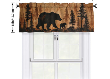 Worltoldb Forest Bear Curtain Valance Short Rod Pocket Window Treatment for Living Room Bedroom Kitchen Bathroom 1 Panel 54" W x 18" L
