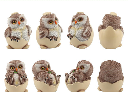 Restynic Owl Figurines Decor, 2 Piece Resin Owl Shelf Statues