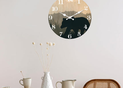 XFM Cabin Bear Wall Clock 16 Inch for Lodge
