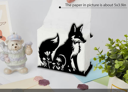 SUPERDANT Fox and Flowers Napkin Holder for Tables Animal Iron Napkin Holder Openwork Design Napkin Holders Fox Napkin Stand Practical Decoration for Kitchen Countertop Restaurant