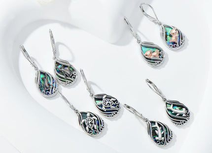 925 Silver Turtle Earrings Abalone Dangle Ocean Jewelry Sea Turtle Gifts