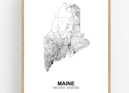Eleville 8X10 Unframed Maine United States Country View Abstract Road Modern Map Art Print Poster Wall Office Home Decor Minimalist Line Art Hometown Housewarming wgn176