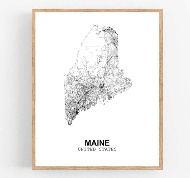 Eleville 8X10 Unframed Maine United States Country View Abstract Road Modern Map Art Print Poster Wall Office Home Decor Minimalist Line Art Hometown Housewarming wgn176
