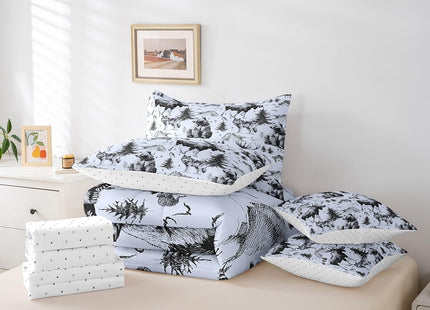 Erosebridal 7 Pcs Comforter Set,Rustic Animal Bed in a Bag with Flat Twin