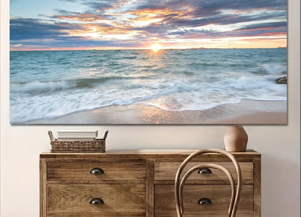 Yxbhhym-Beach Sunset Wall Art Coastal Decor Seascape Canvas Prints Ocean Picture for Living Room Decor Waves Sea Poster Landscape Painting Bedroom Wall Art Office Artwork Home Decorations