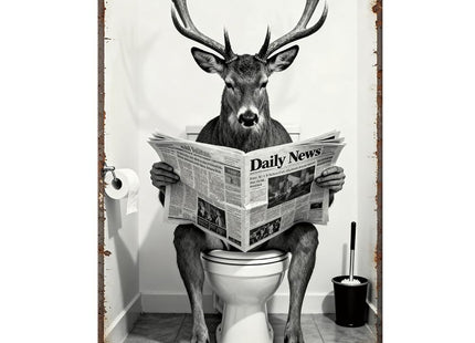 UBIMKW Deer Bathroom Metal Tin,Deer on Toilet Sign