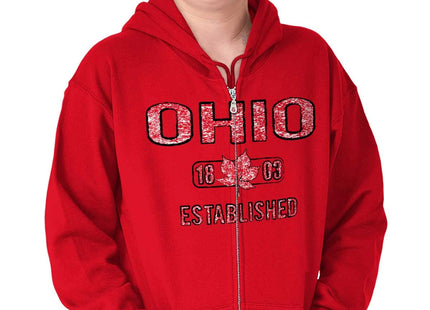Brisco Brands Maine Lobster Stenciled Distressed ME Zip Up Hoodie Mens Womens Red