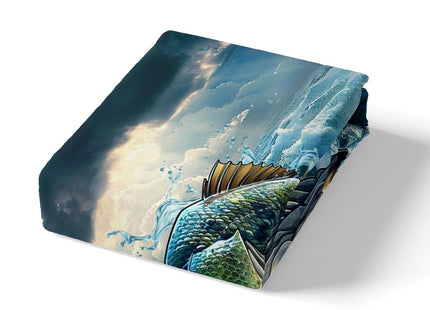 Feelyou Pike Fish Bedding Set Queen Size Bass Big Fish Comforter Set for Kids Boys Girls Decor Fishing and Hunting Comforter Ocean Theme Duvet Set