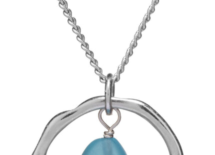Handmade Ocean Waves Sea Glass Pendant Necklace with Sterling Silver Chain - Cape Cod Beach Jewelry for Women - Nautical Coastal Gift Idea