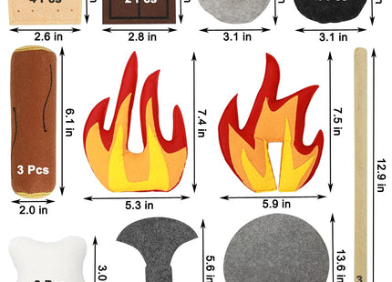 23 PCS Pretend Campfire Toys, Kids Plush Felt Play Campfire Playset Safe Fake Fire Wood Stones Toys Pretend Camping Play Set for Kids Toddlers Age 3-5