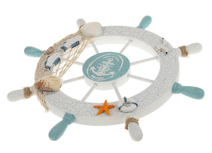 Wooden Ship Wheel Wall Decor 11" Nautical Beach Coastal Ocean Home Bathroom