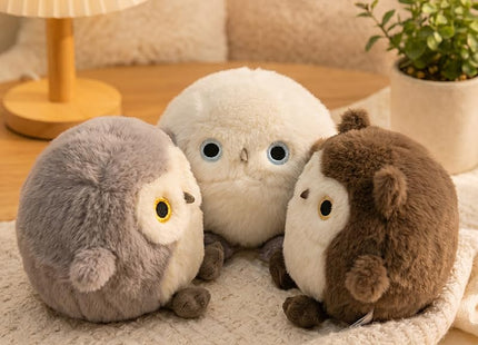 ELAINREN Chubby Brown Owl Stuff Animal Realisitc Owl Plush Bird Toy 3.9''