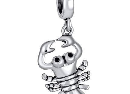 Nautical Lobster Travel Dangle Charm Bead for Bracelet .925 Sterling Silver