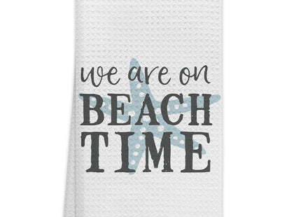 OHSUL We are On Beach Time Highly Absorbent Beach Towels Kitchen Towels Dishcloth,Inspirational Quote Summer Beach Starfish Hand Towels Tea Towels for Bathroom Kitchen Decor,Gifts for Beach Lovers