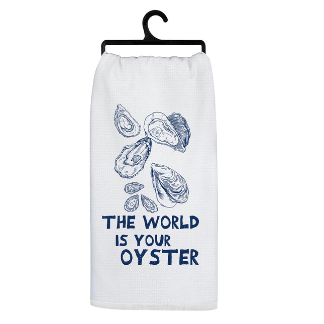 Koesus Oyster Beach Kitchen Towels, Nautical Coastal Hand Towels for Bathroom, the World is Your Oyster Inspirational Dish Towels, Beach Kitchen Bathroom Decor, 16x24 Inch