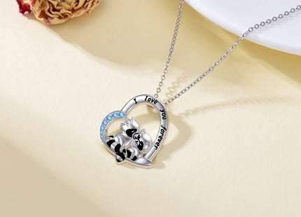 MISTBEE Mothers Day Gifts Raccoon Necklace for Mom Women 925 Sterling Silver Two Raccoon Necklaces Raccoon Jewelry for Birthday Christmas