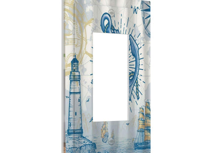 Anchor Nautical Sailboat Lighthouse Compass 1 Gang Rocker Light Switch Covers Decorative Single Decora Outlet Wall Plate Faceplate Switchplate GFCI for Country Bathroom Bedroom Decor
