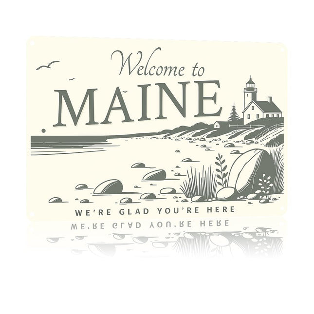 Aluminum Welcome To Maine Metal Sign Wall Decor For Home Bar Cafe Garage Farmhouse Cottage 8 X 12 Inch