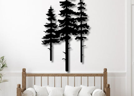 rumloch Metal Pine Tree Wall Art, Pine Tree Decor, Nature Forest Metal Decor, Tree Wall Art, Wall Decorations for Living Room, Bed Room, Dning Room, Nature Lover Gift (Black,18"×10")