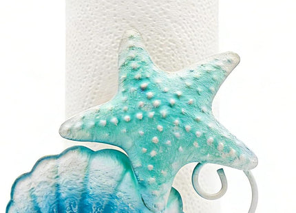 Coastal Paper Towel Holder Coastal Kitchen Decor Beach Kitchen Decor Beach Decorations for Home Starfish & Shell 3D Metal Paper Towel Holder Countertop
