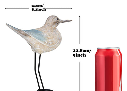 EVINIS Seagull Statues Coastal Beach Nautical Decor, Wood Sea Bird Sculpture Ornament for Home Room Table Decor (2pcs)