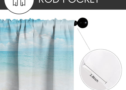 zokyer Coastal Kitchen Valance, Beach Theme, 52" W x 18" L, Rod Pocket