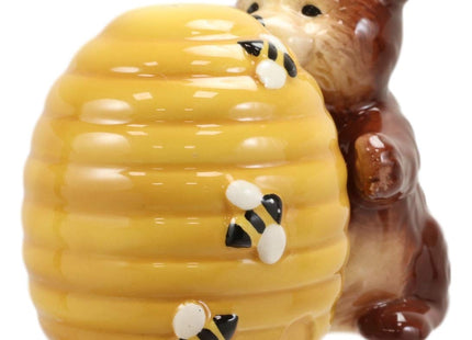 Ebros Brown Grizzly Bear Hugging Honeycomb Beehive With Bumblebees Ceramic Salt And Pepper Shakers Set Fun Kitchen Dining Magnetic Decor Collectible Figurines