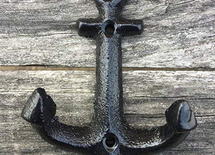 Facaler Nautical Cast Iron Ship Anchor Weathered Nautical Wall Hooks Coat Hook, Screws Included (5 PCS)