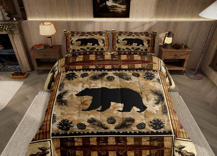 Feelyou Black Bear Comforter Set Twin Size for Kids Boys Girls Bedding Set