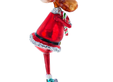 Chubby Moose Glass Christmas Ornament