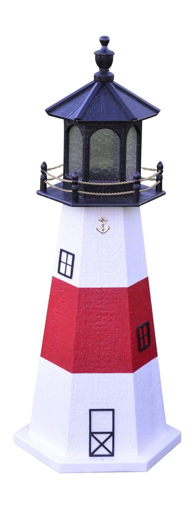 Amish-Made Montauk, NY Replica Outdoor Lighthouse with Solar LED Light, 39" Tall