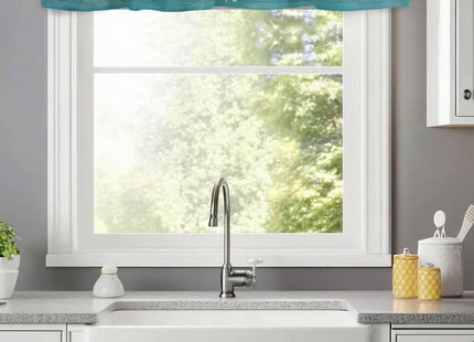 Teal Brown Kitchen Valance Curtain,Rustic Wood Board Window Curtain Topper,Retro Nautical Anchor Rod Pocket Curtain Valances for Bedroom,Short Curtains Window Treatment for Living Room 42x12in