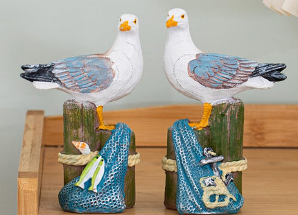 JJVIHAHA Resin Seagull Figurines Set of 2, 5.1 Inch Coastal Statues