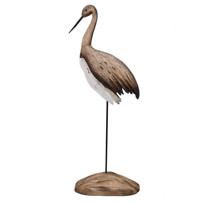 Rustic Wood Crane Nautical Decor - Tabletop & Coastal Beach Themed Decoration for Home Mediterranean Style