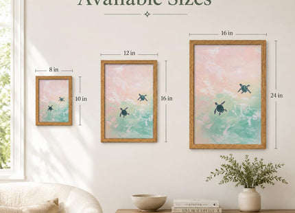 Framed Coastal Turtle Wall Art,Ocean Animal Picture,Summer Wall Decor