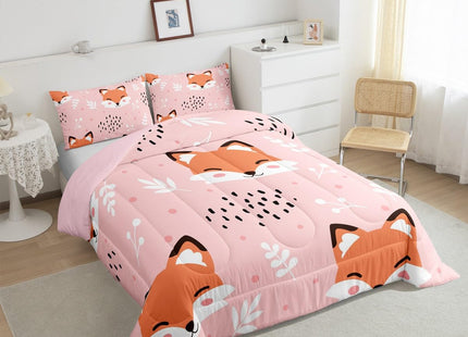 Feelyou Cartoon Fox Bedding Set Cute Fox Printed Comforter Set Nature