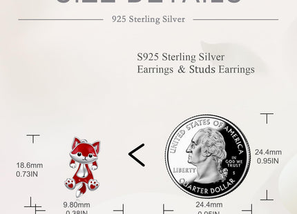 VONALA Sterling Silver Fox Stud Earrings - Fox Lover Gifts for Christmas
