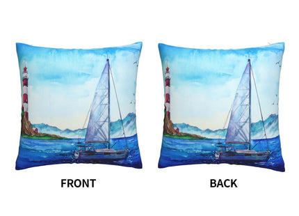 VARUN Throw Pillow Covers Blue Ocean Beach Nautical Sailboat Anchor Lighthouse Design Square Pillowcase for Home Decor Sofa Car Bedroom Pillow case 18x18inch
