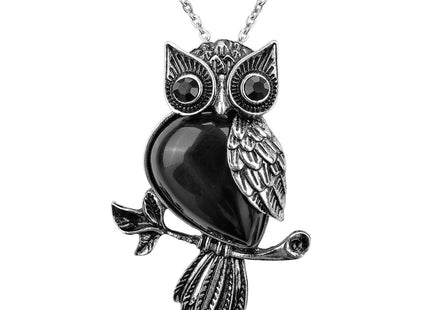 Jovivi Owl Gifts Vintage Owl Necklace Healing Crystals Stone Necklaces