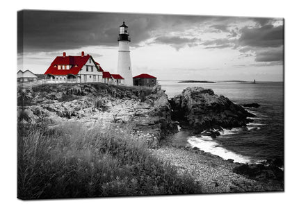 Nachic Wall Black and White Lighthouse Wall Art Portland Beach Picture
